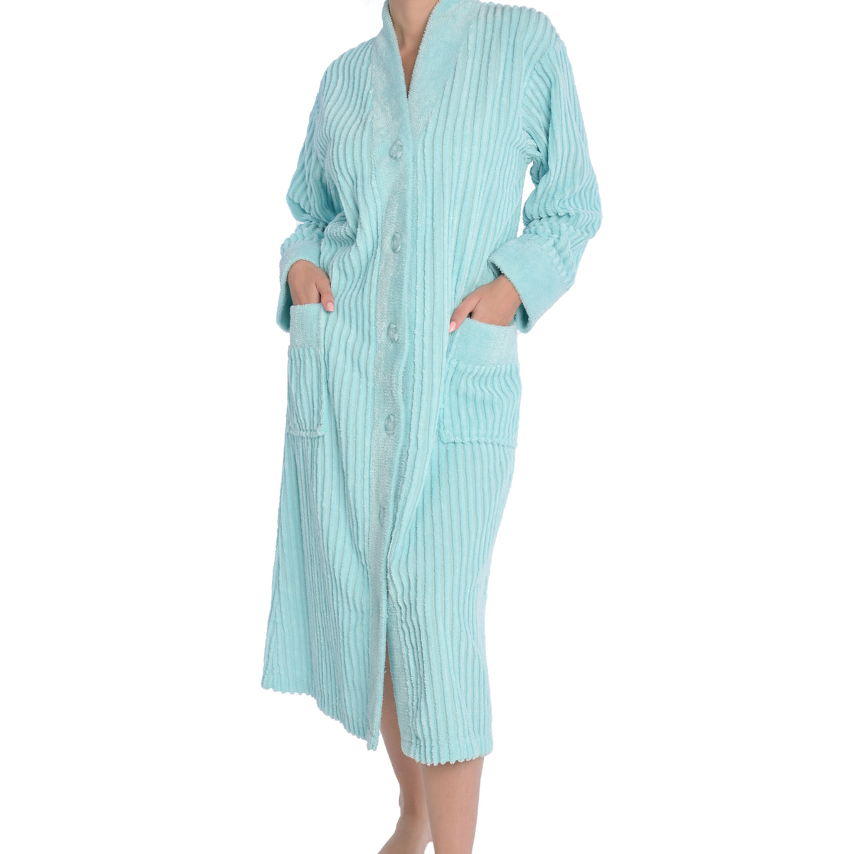 Women’s Chenille Button Front Robe Bathrobe – House Of Chenille